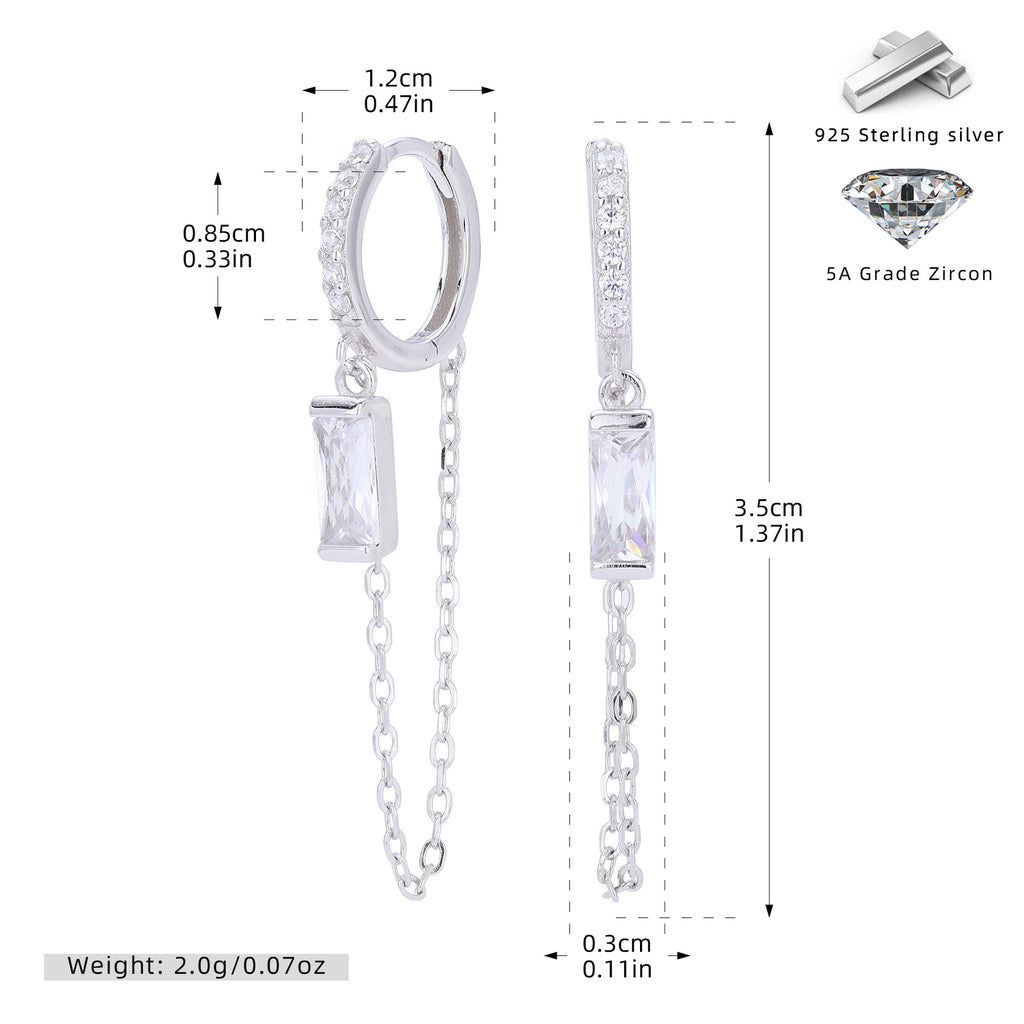 Damen Ohrhänger mit eleganten blauen Zirkonsteinen und feinen Kettendetails Shop Nory