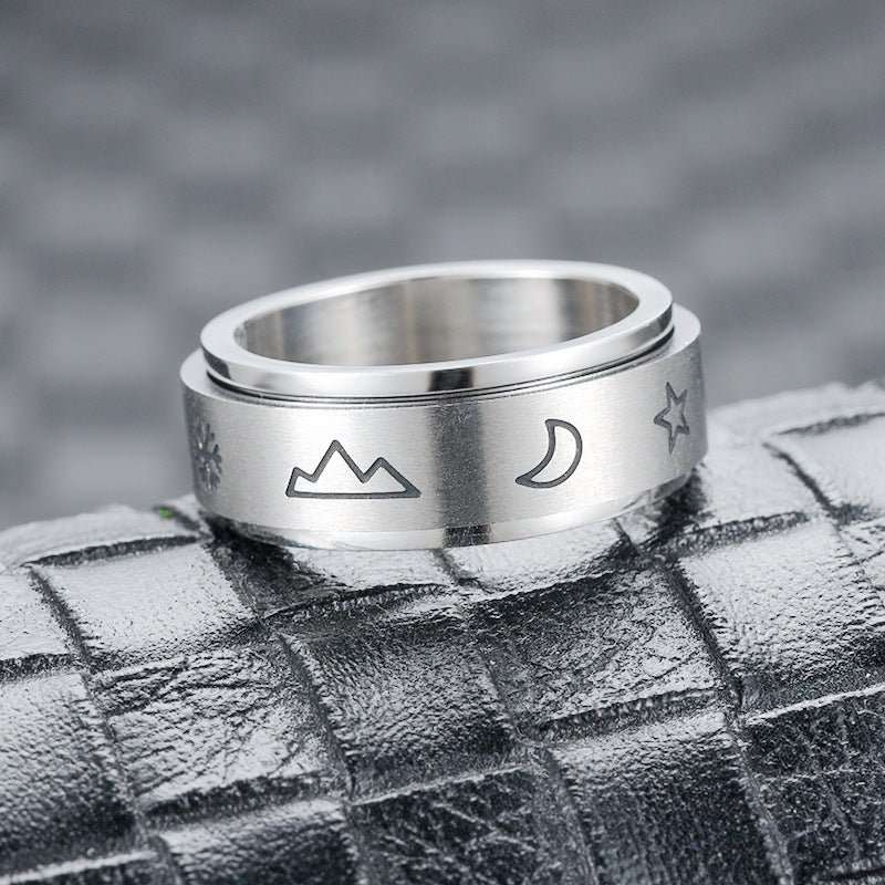 Herren Ring mit kunstvollem Mond- und Sternmotiv Shop Nory