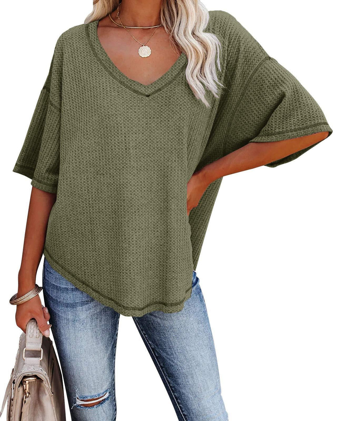 Damen lässiges Oversized-Oberteil mit strukturiertem WShopnorymuster