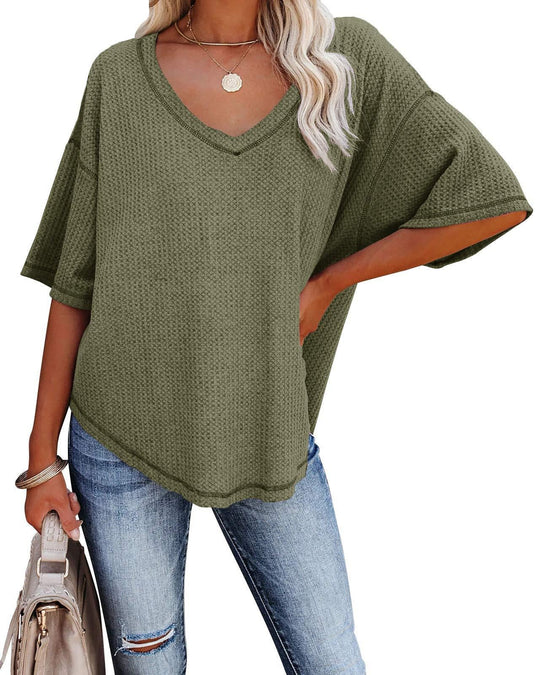 Damen lässiges Oversized-Oberteil mit strukturiertem WShopnorymuster