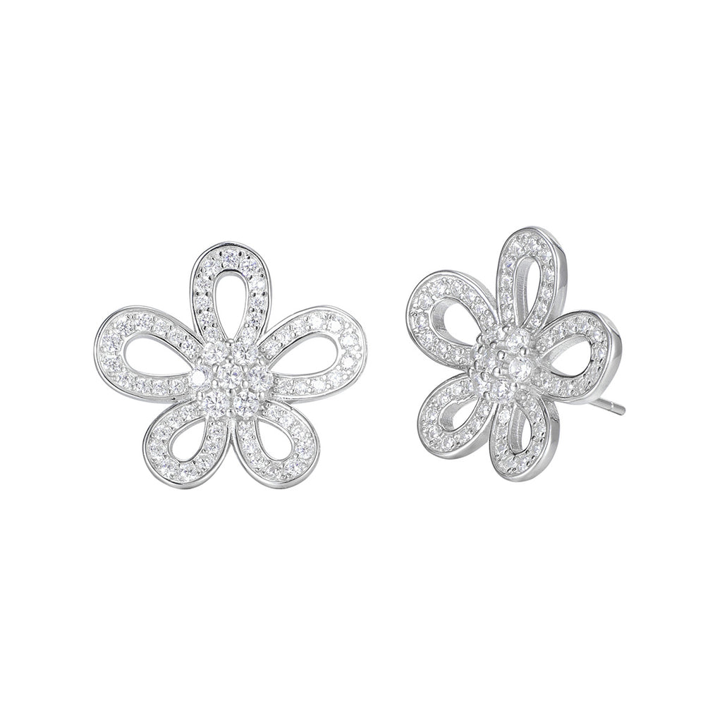 Damen Ohrstecker im floralen Design mit funkelnden Zirkonia Shop Nory