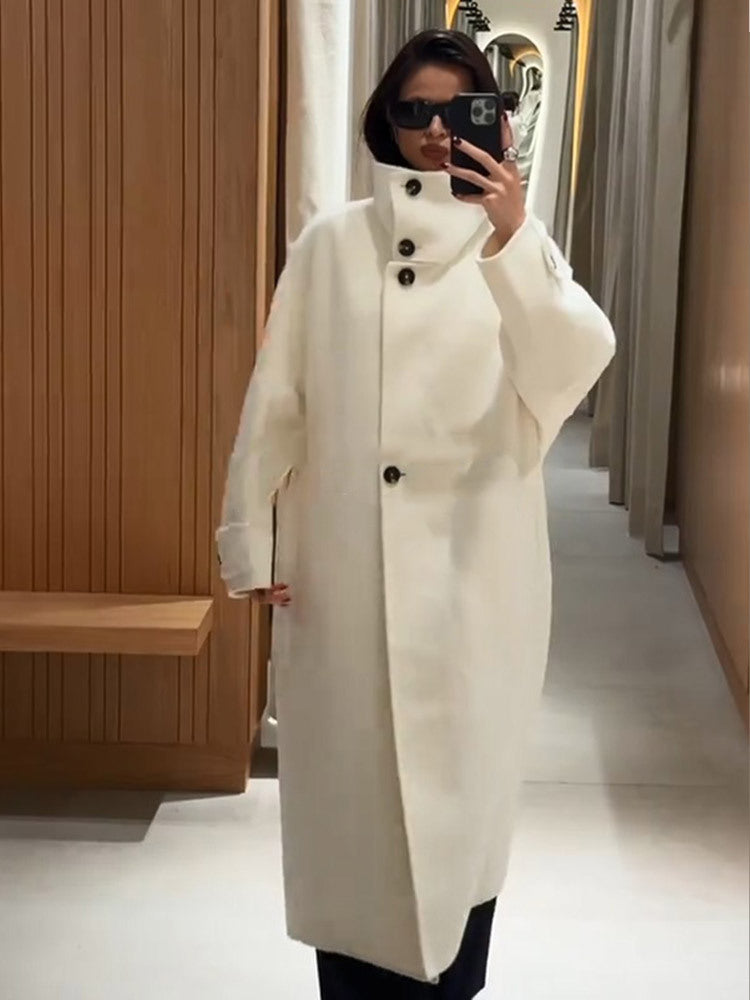 Damen Oversize Wollmix-Mantel mit asymmetrischem Schnitt und hohem Stehkragen Shop Nory