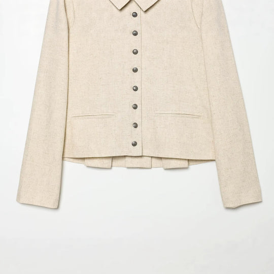 Damen Cropped Jacke im Boxy‑Schnitt mit kurzem Stehkragen und Zierknopfleiste Shop Nory