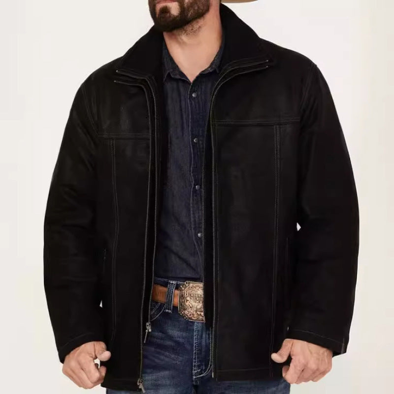 Herren vielseitige und robuste Wildlederjacke mit funktionalen Taschen