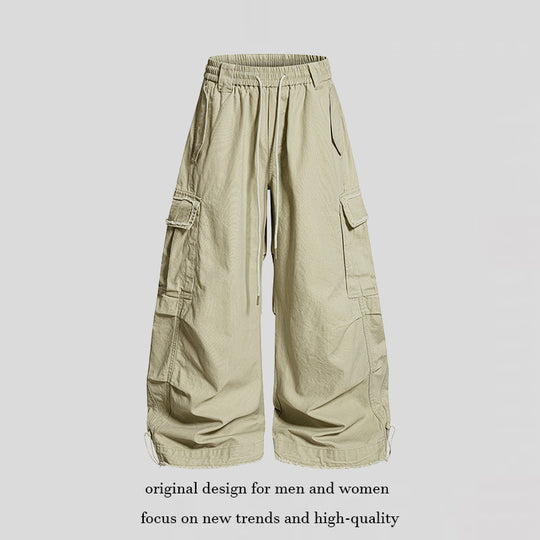 Damen Weite Cargo-Hose mit elastischem Bund, Cargo-Taschen und verstellbarem Saum Shop Nory