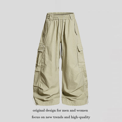 Damen Weite Cargo-Hose mit elastischem Bund, Cargo-Taschen und verstellbarem Saum Shop Nory