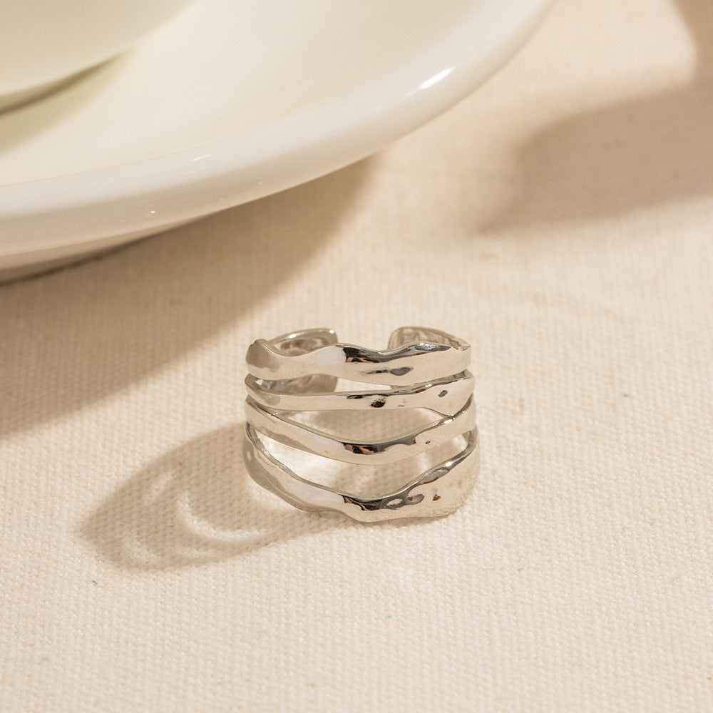 Damen Offener Ring mit modernem Wickeldesign aus hypoallergenem Edelstahl Shop Nory
