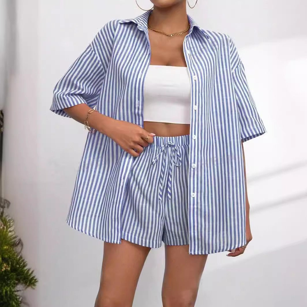 Damen lässiges Hemd und Shorts Set