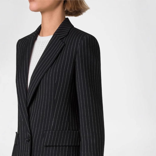 Damen Zweiteiliges Nadelstreifen‑Hosenanzug mit tailliertem Kurzblazer und weitem Palazzohosenbein Shop Nory