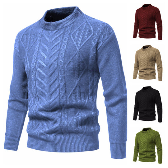 Herren Strukturierter Mockneck-Strickpullover mit Zopf- und Chevron-Muster Shop Nory