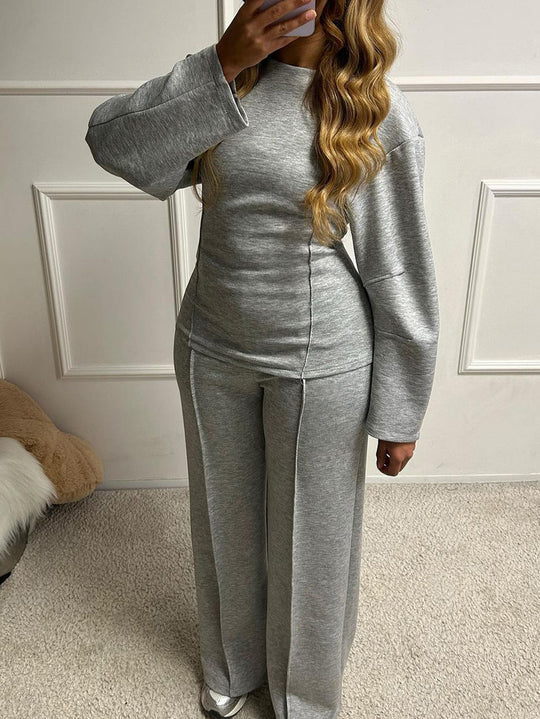 Damen nan weiches Lounge-Set mit tailliertem Sweatshirt, formgebenden Nahtdetails und weitem Palazzohosen-Bein Shop Nory