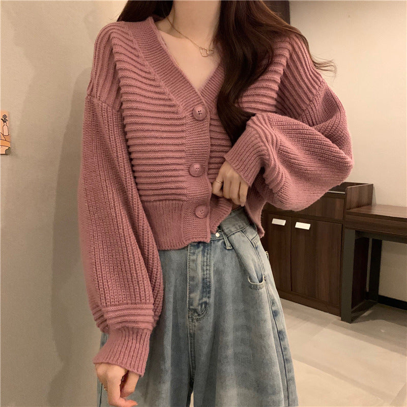 Damen Modischer Strickcardigan mit V-Ausschnitt Shop Nory