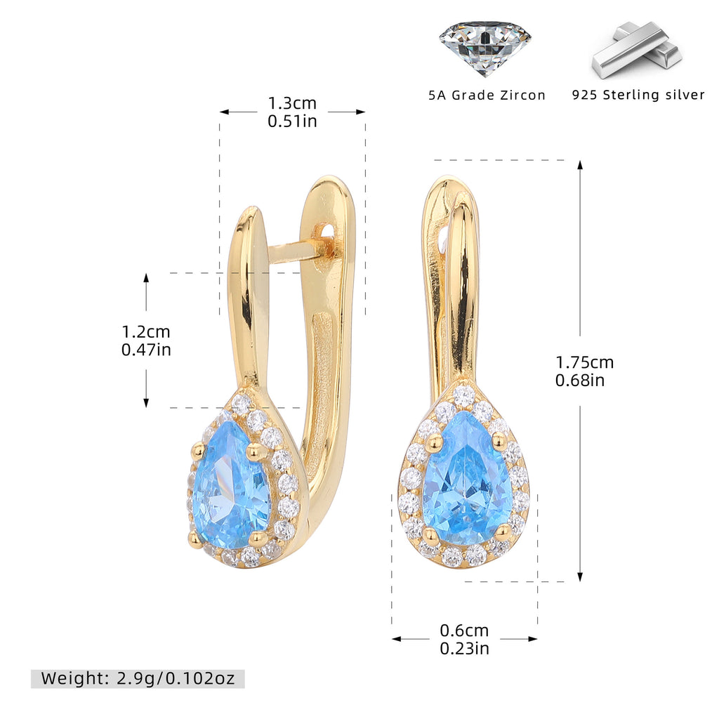 Damen Ohrhänger mit tropfenförmigem Zirkon und funkelndem Zirkonbesatz Shop Nory