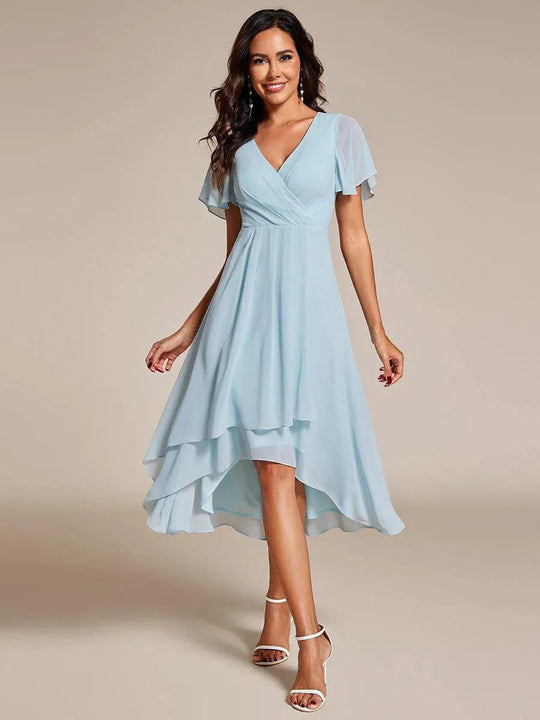 Damen Elegantes Wickelkleid mit asymmetrischem Saum ShopNory