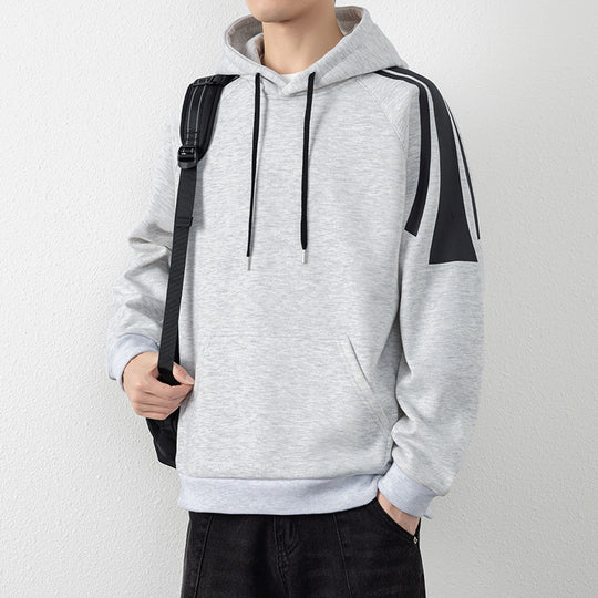Herren Kapuzenpullover mit Raglanärmeln, Kängurutasche und Kontraststreifen Shop Nory