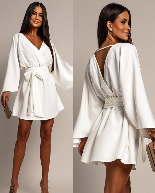 Damen Wickel-Minikleid mit Kimonoärmeln und Taillengürtel Shop Nory