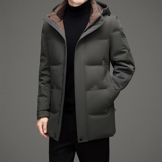 Herren Wattierte Kapuzen-Steppjacke mit verlängertem Schnitt und winddichter Membran Shop Nory