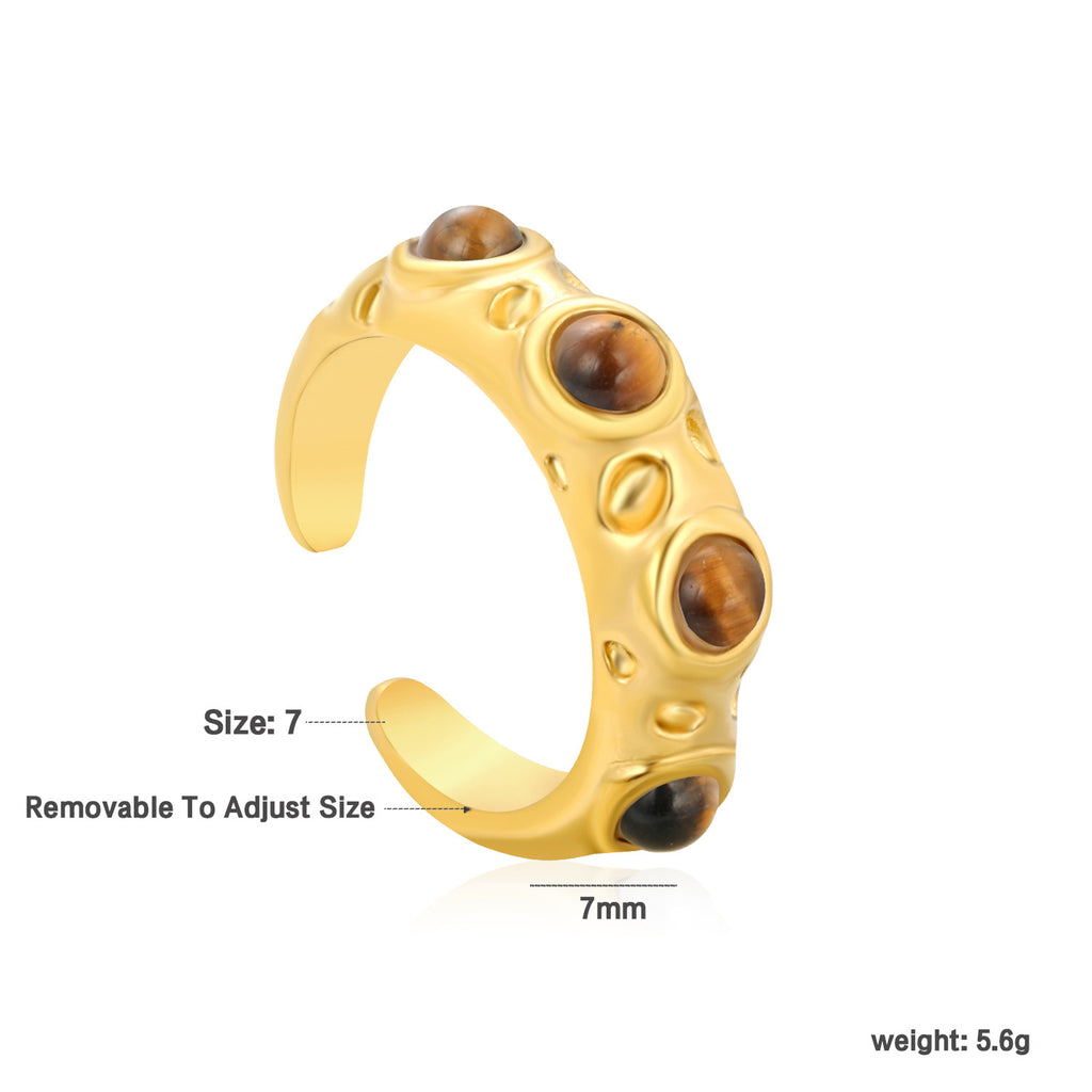 Damen verstellbarer Ring mit einzigartigem Design und edlen Tigerauge-Steinen Shop Nory