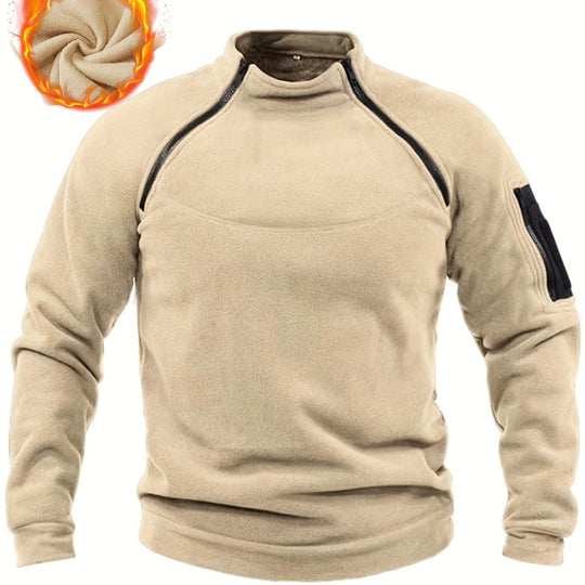 Herren Thermischer Fleece‑Halbzippullover mit Utility‑Ärmeltasche & Schulterreißverschlüssen Shop Nory