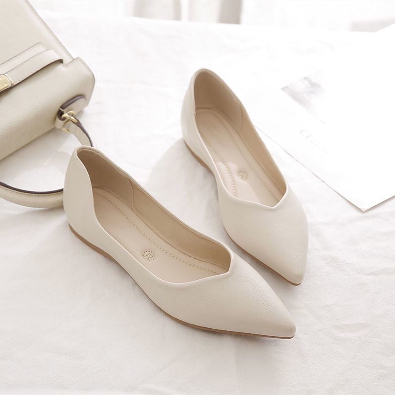Damen Elegante Ballerinas aus hochwertigem Leder mit modischem V-Ausschnitt