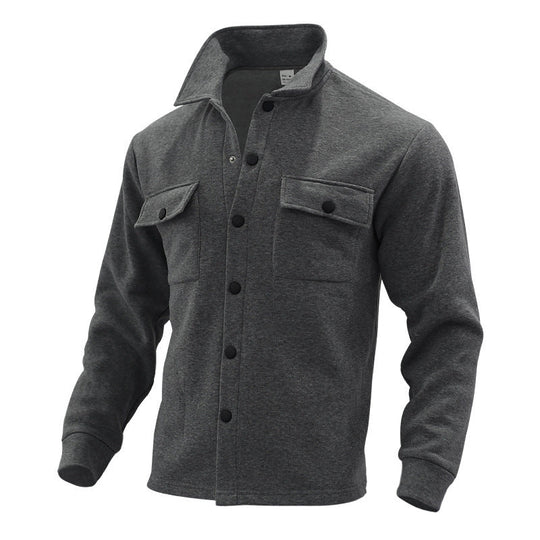 Herren lässige Hemdjacke mit praktischen Taschen und modernem Stehkragen