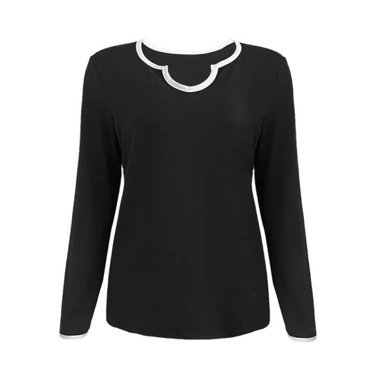 Damen Zweiteiliges Lounge-Set aus weichem Jersey mit V‑Ausschnitt, Langarm-Oberteil und weitem Palazzohosenbein Shop Nory