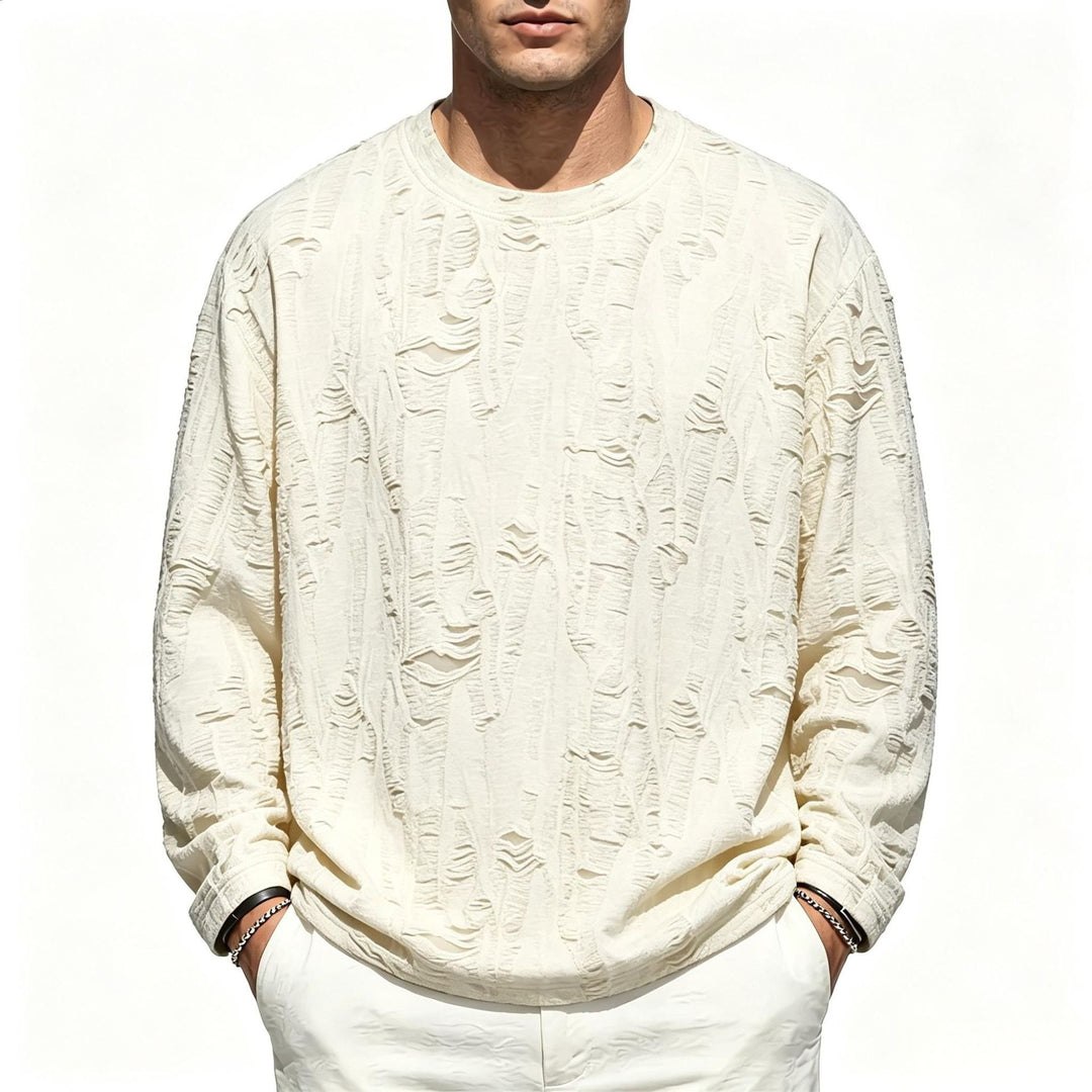 Herren Oversize-Sweatshirt mit ausgefranstem Look und strukturierter Rippoptik Shop Nory