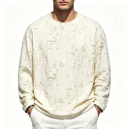 Herren Oversize-Sweatshirt mit ausgefranstem Look und strukturierter Rippoptik Shop Nory