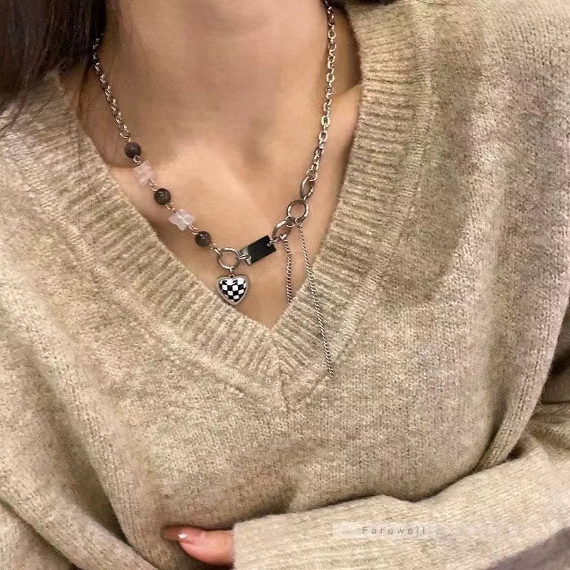 Damen Kette mit herzförmigem und einzigartigem Design Shop Nory
