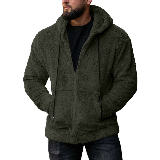 Herren nan kuschelige Teddyfleece Kapuzenjacke mit durchgehendem Reißverschluss Shop Nory