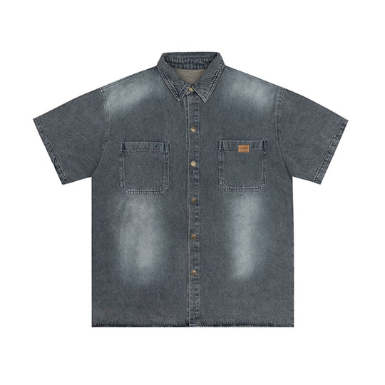 Herren Kurzarm-Denim-Hemd Shop Nory