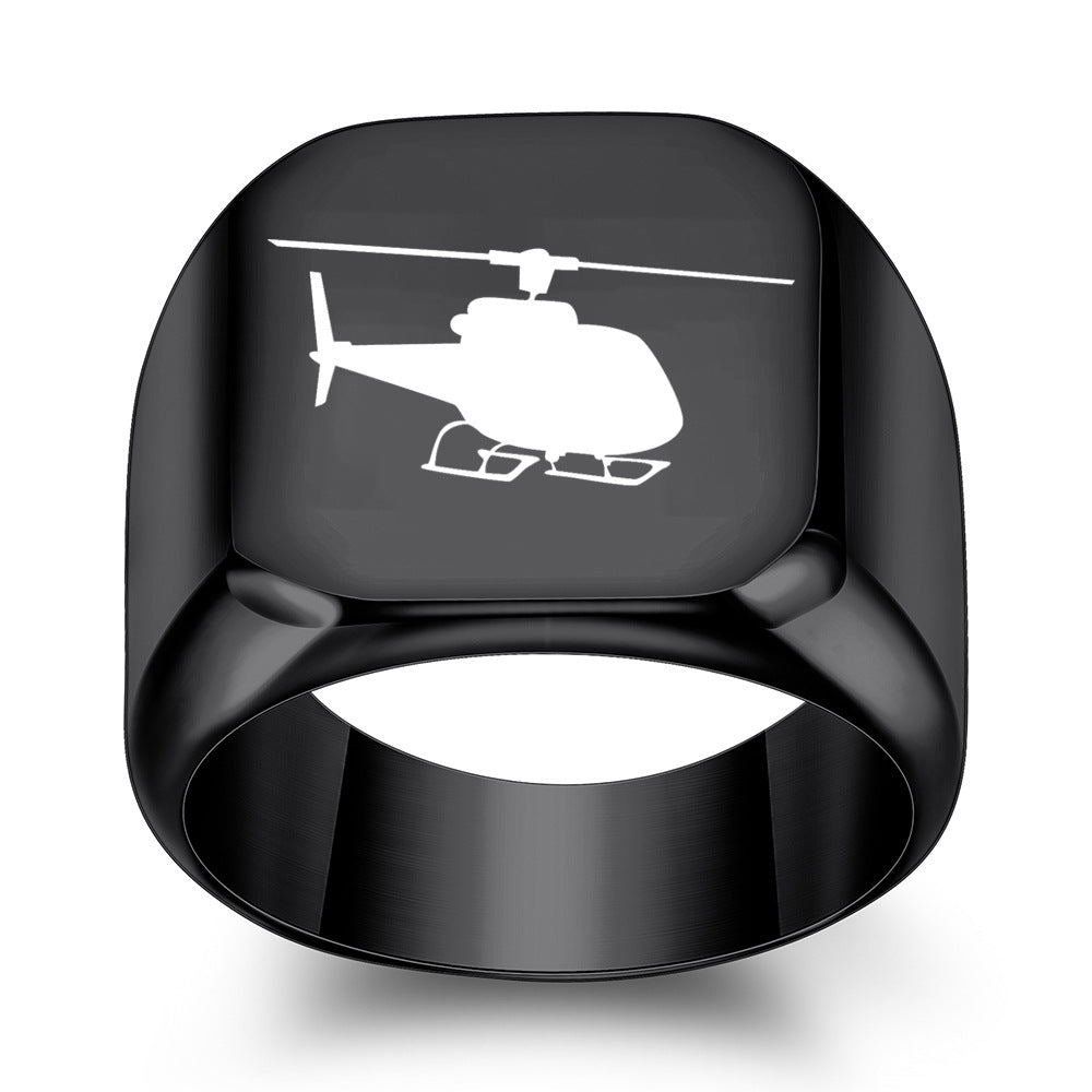 Herren Siegelring mit detailverliebtem Hubschrauber-Motiv Shop Nory