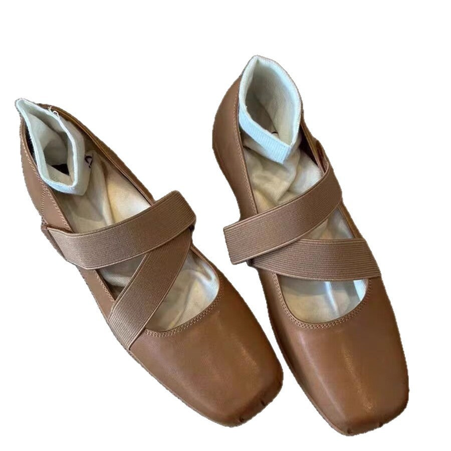Damen Ballerinas mit elastischen Riemen und weichem Innenfutter