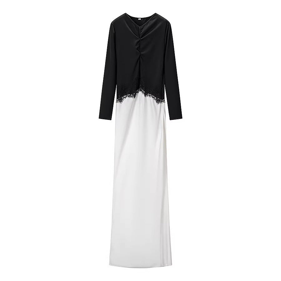 Damen Maxikleid mit Spitzeneinsatz, geraffter Vorderpartie und fließender Saum Shop Nory
