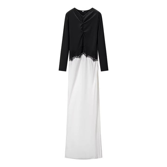 Damen Maxikleid mit Spitzeneinsatz, geraffter Vorderpartie und fließender Saum Shop Nory