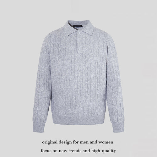 Herren Strick-Polo mit Zopfstrickmuster, Hemdkragen und Knopfleiste Shop Nory