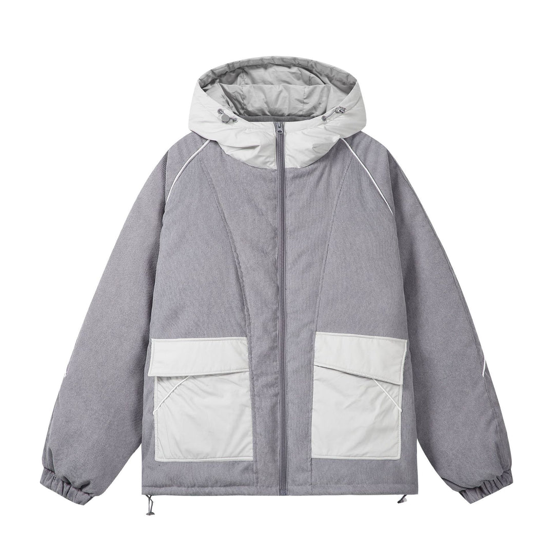 Unisex Wattierte Cord-Fieldjacke mit Kapuze und großen Utility‑Taschen Shop Nory