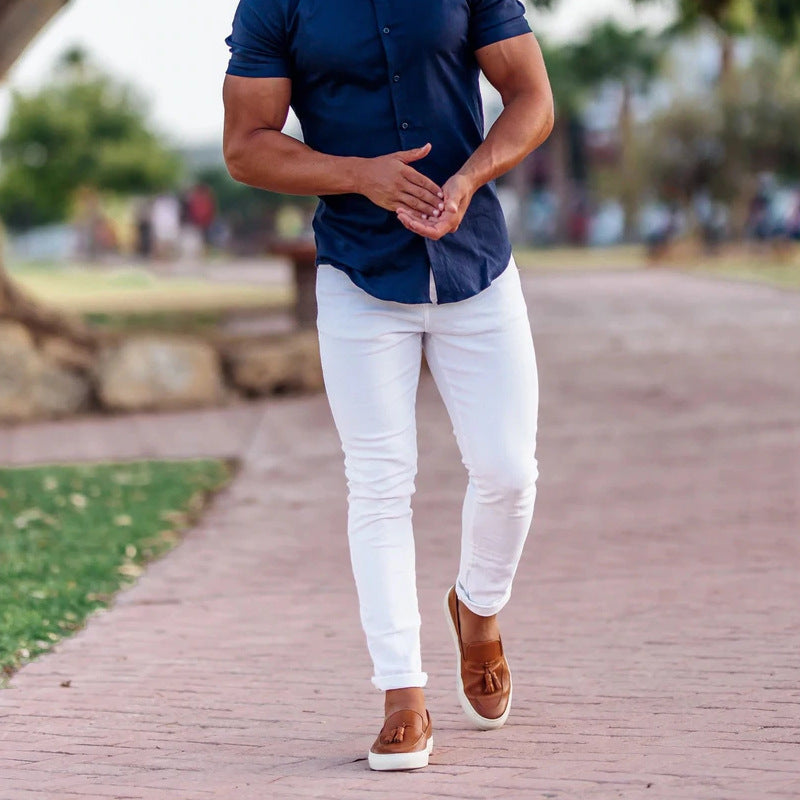 Herren Slim-Fit Chinohose mit modernem Design und elastischem Bund