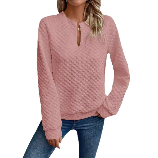 Damen Gesteppter Kuschel-Pullover mit Schlitzkragen Shop Nory
