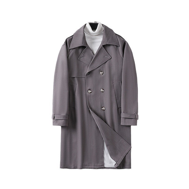 Herren Midilanger Oversize-Trenchcoat mit doppelter Knopfreihe und Schulterklappen Shop Nory