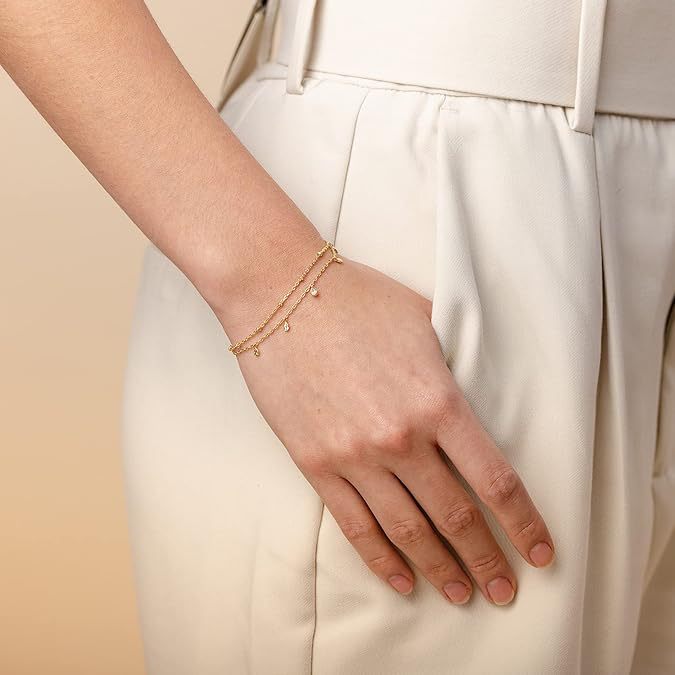 Damen Fußkettchen mit funkelnden Tropfen und filigranem Design Shop Nory