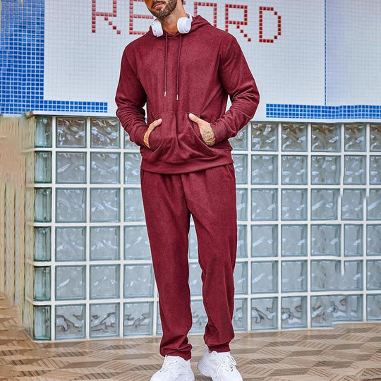 Herren Fleece-Loungewear-Set aus French Terry mit Kapuze, Kängurutasche und Relax-Jogginghose Shop Nory