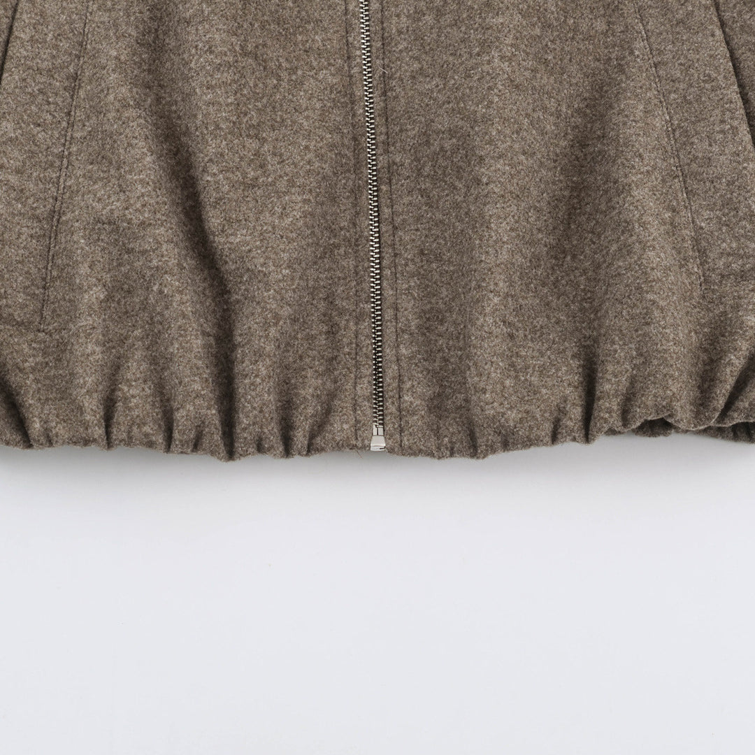 Damen Kurzjacke mit Ballonärmeln, weitem Hemdkragen und elastischem Saum Shop Nory