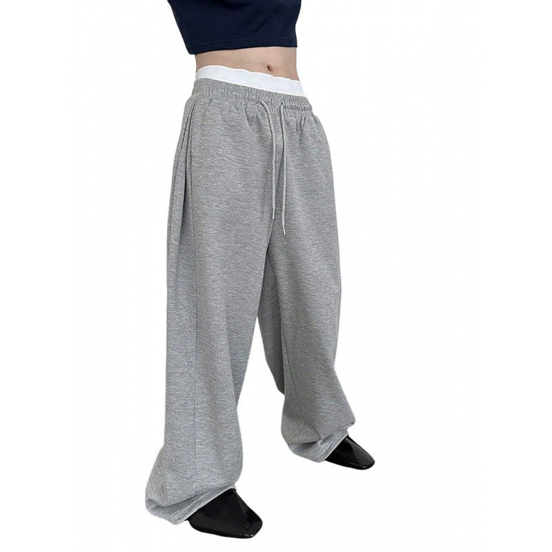 Damen weite Oversize Jogginghose mit tiefem Schritt, elastischem Bund und Kordelzug Shop Nory