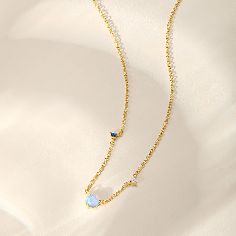 925 Sterling Silber Opal Zirkon Kabelkette Beschichtung Geometrische Halskette | Shop Nory