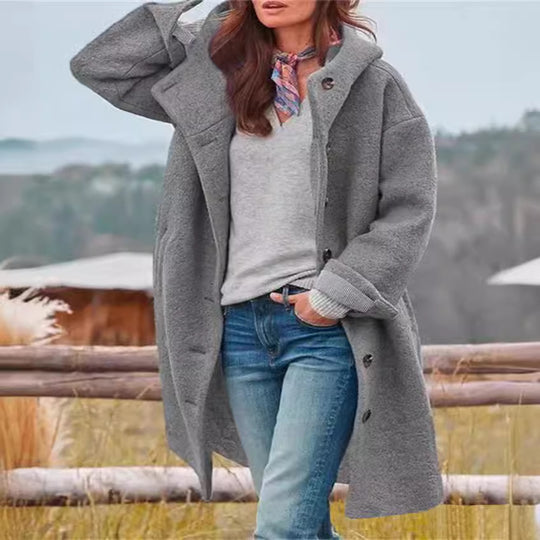 Damen Oversize Teddy-Mantel mit Knopfleiste und großem Revers Shop Nory