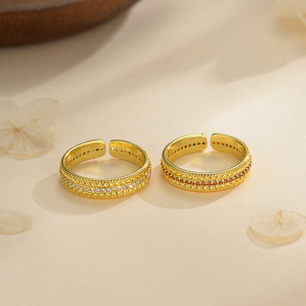 Damen Ring mit kunstvollem Muster und farbigen Kristallen Shop Nory