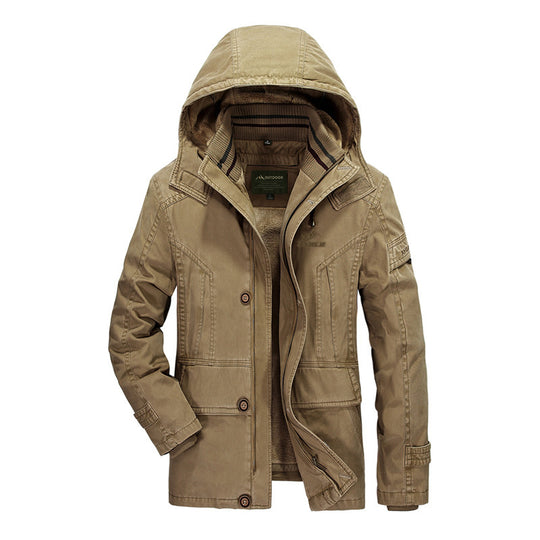Herren Kapuzenparka mit Teddyfutter und multifunktionalen Utility‑Taschen Shop Nory