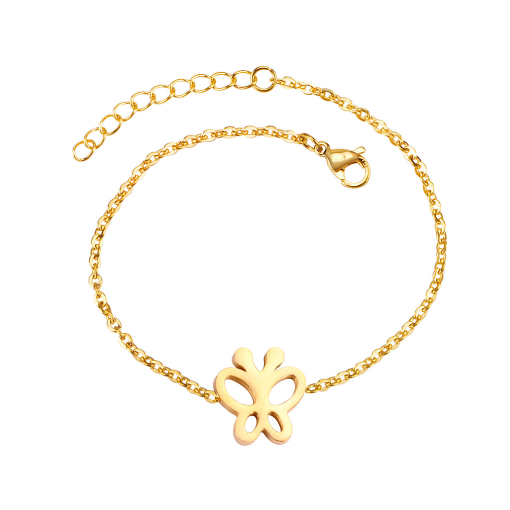 Damen Armband mit filigranem Schmetterlingsdesign aus antiallergischem Edelstahl Shop Nory