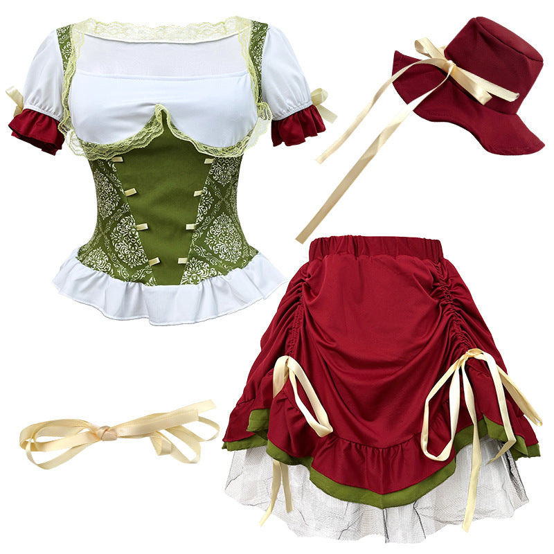 Damen nan traditionelles Dirndl Trachtenkleid Ensemble mit verstellbarem Corsagenmieder und langem Stufenrock Shop Nory